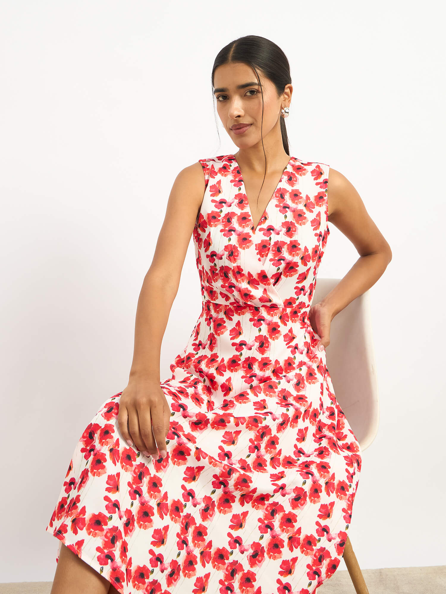 Loveline Fit and Flare Dress for Women in Multicolor Vibrant Brunch and Party Wear