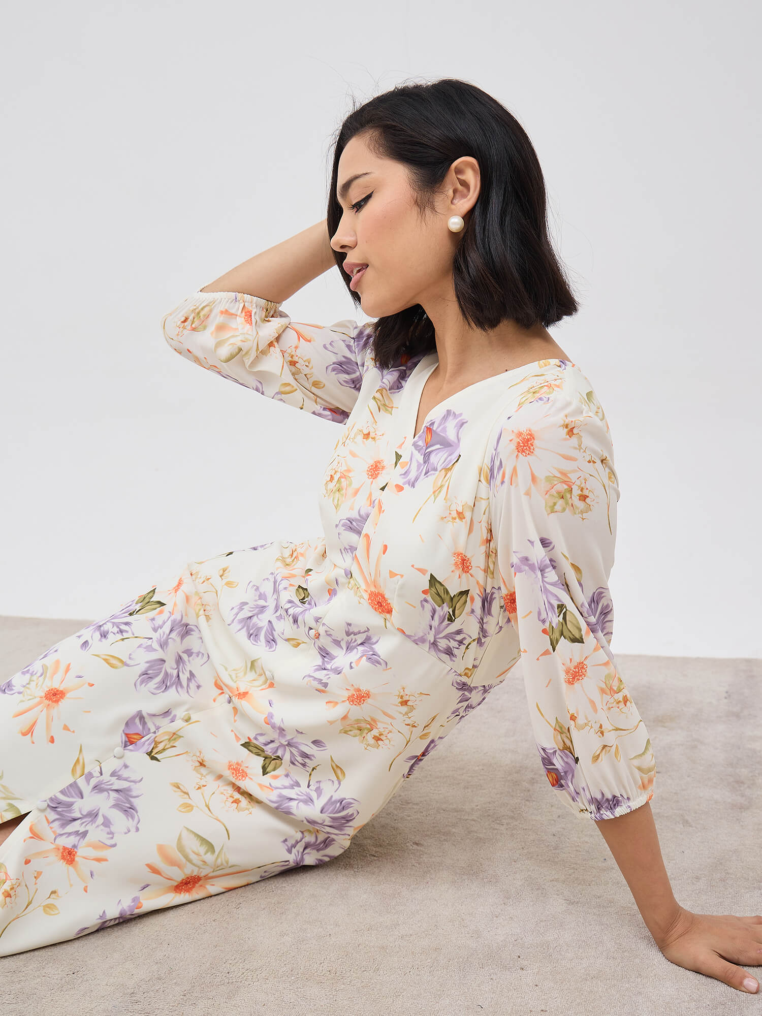 Rosemary A Line Midi Dress for Women in Off White Elegant Everyday Look