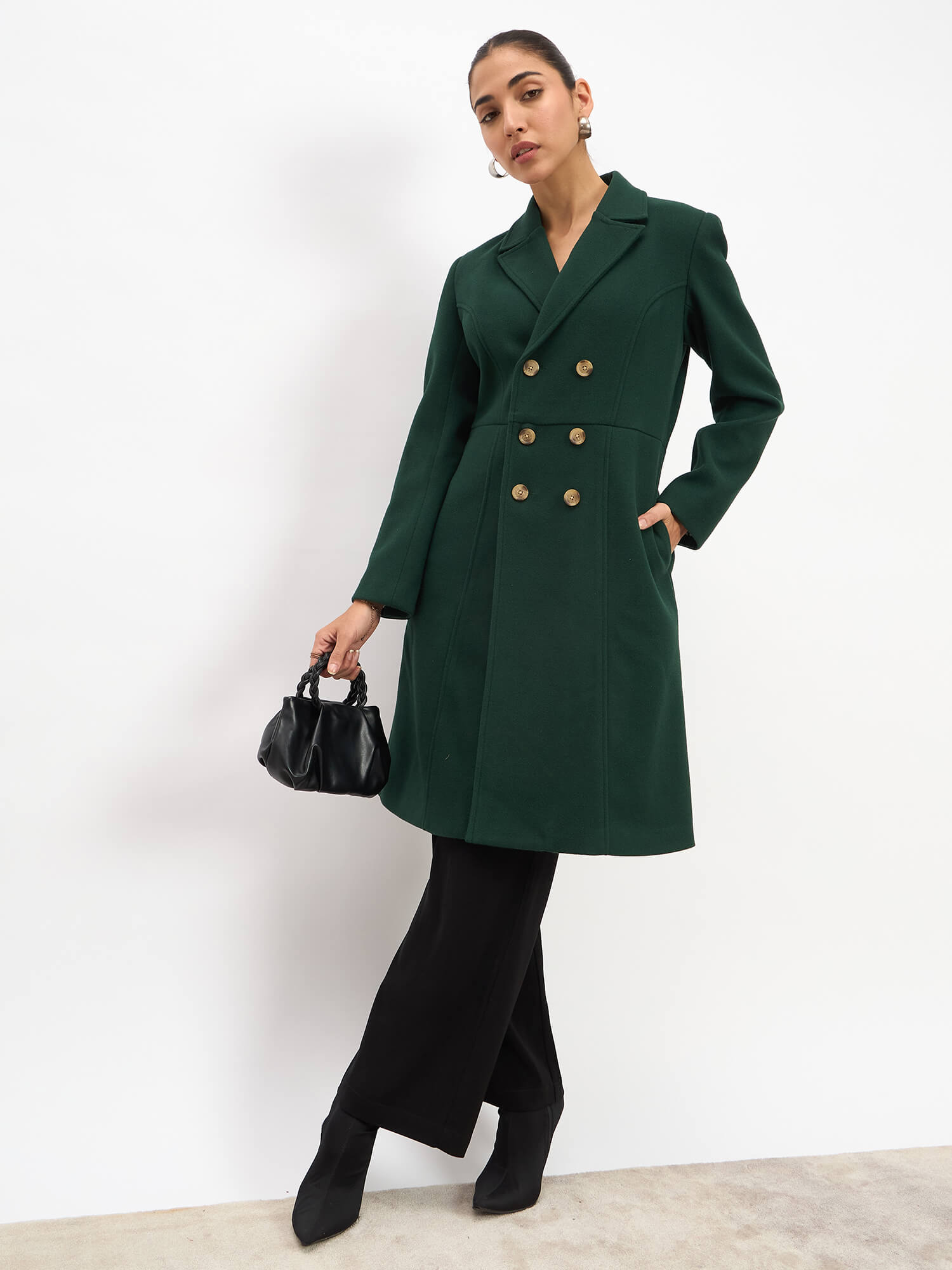 Arwen Longline Overcoat in Green for Women Stylish Premium Outerwear
