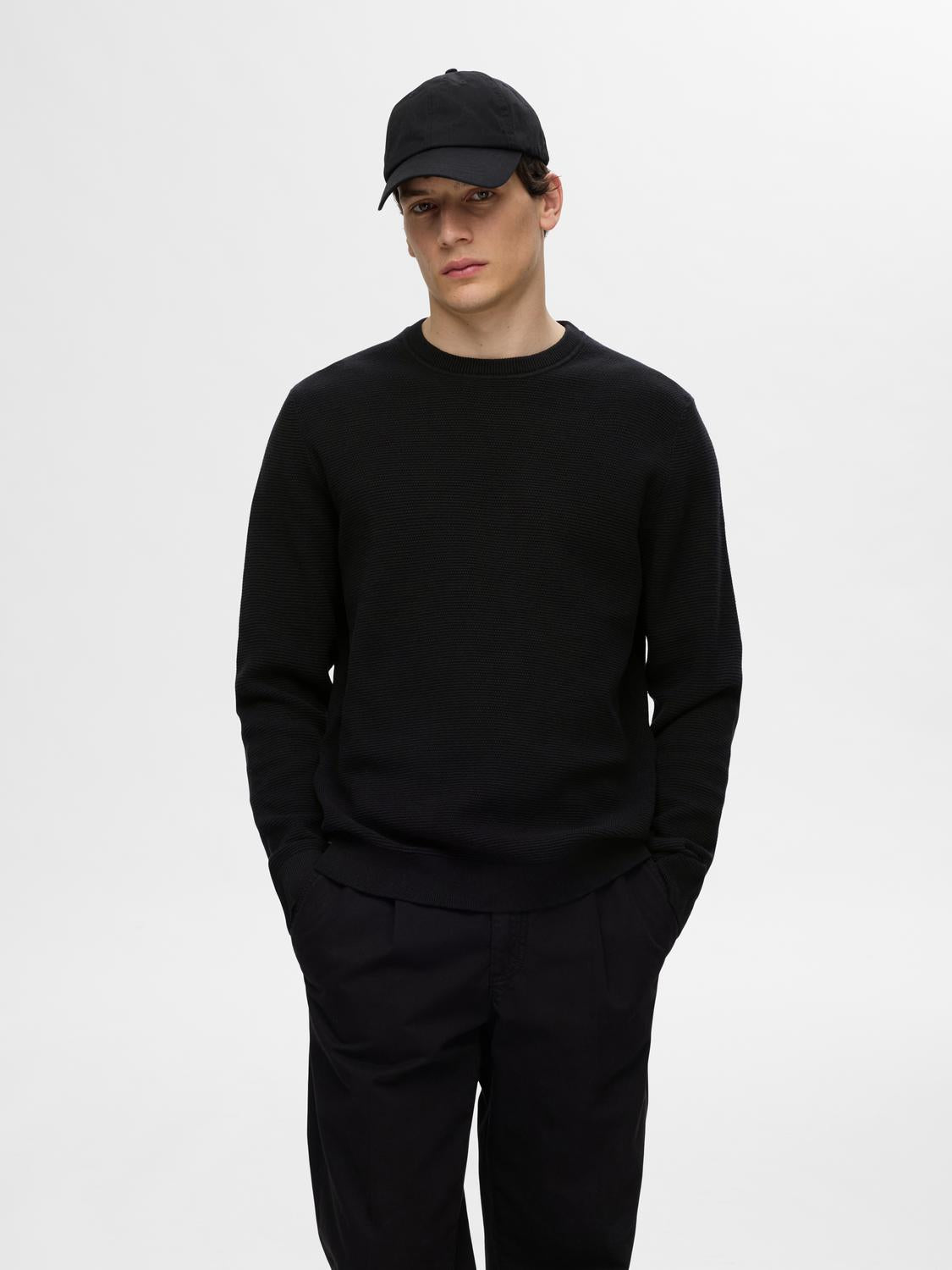 Black Organic Cotton Pullover Minimalist Essential Sweatshirt