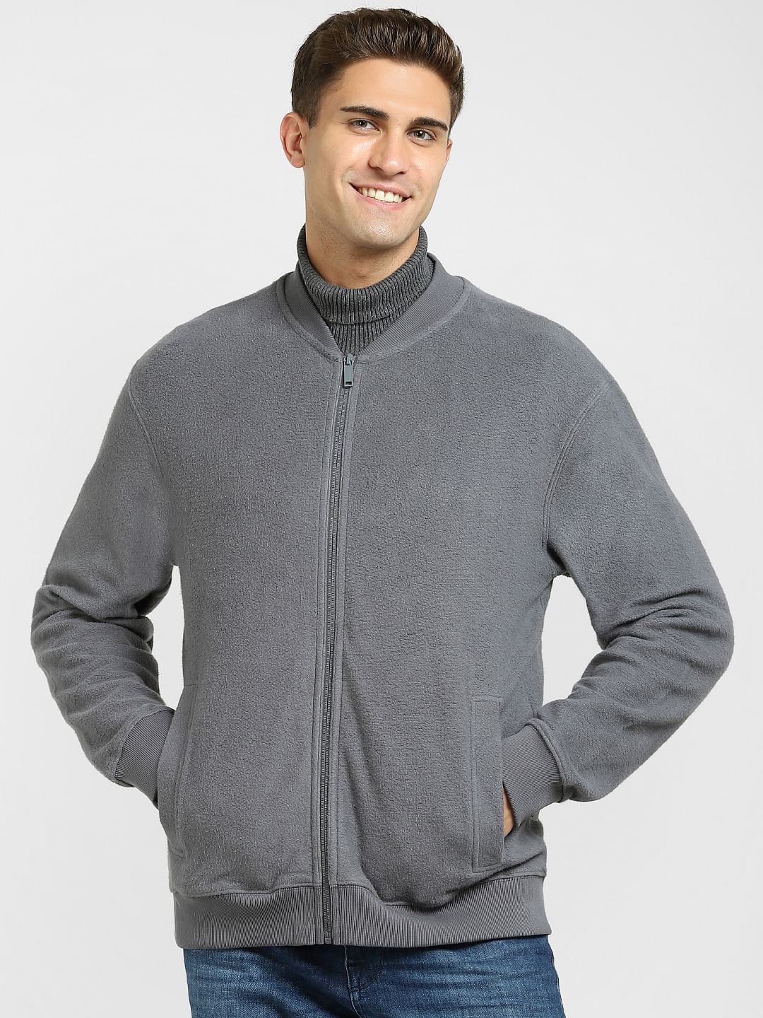 Grey Sweat Jacket Minimal Everyday Jacket