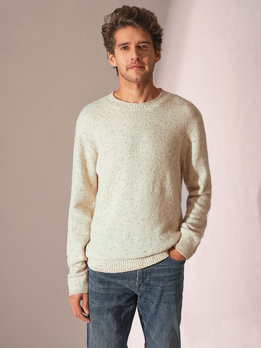 Off White Printed Pullover Minimal Graphic Knitwear