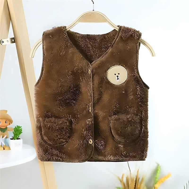 Brown Bear Sleeveless Girls Top