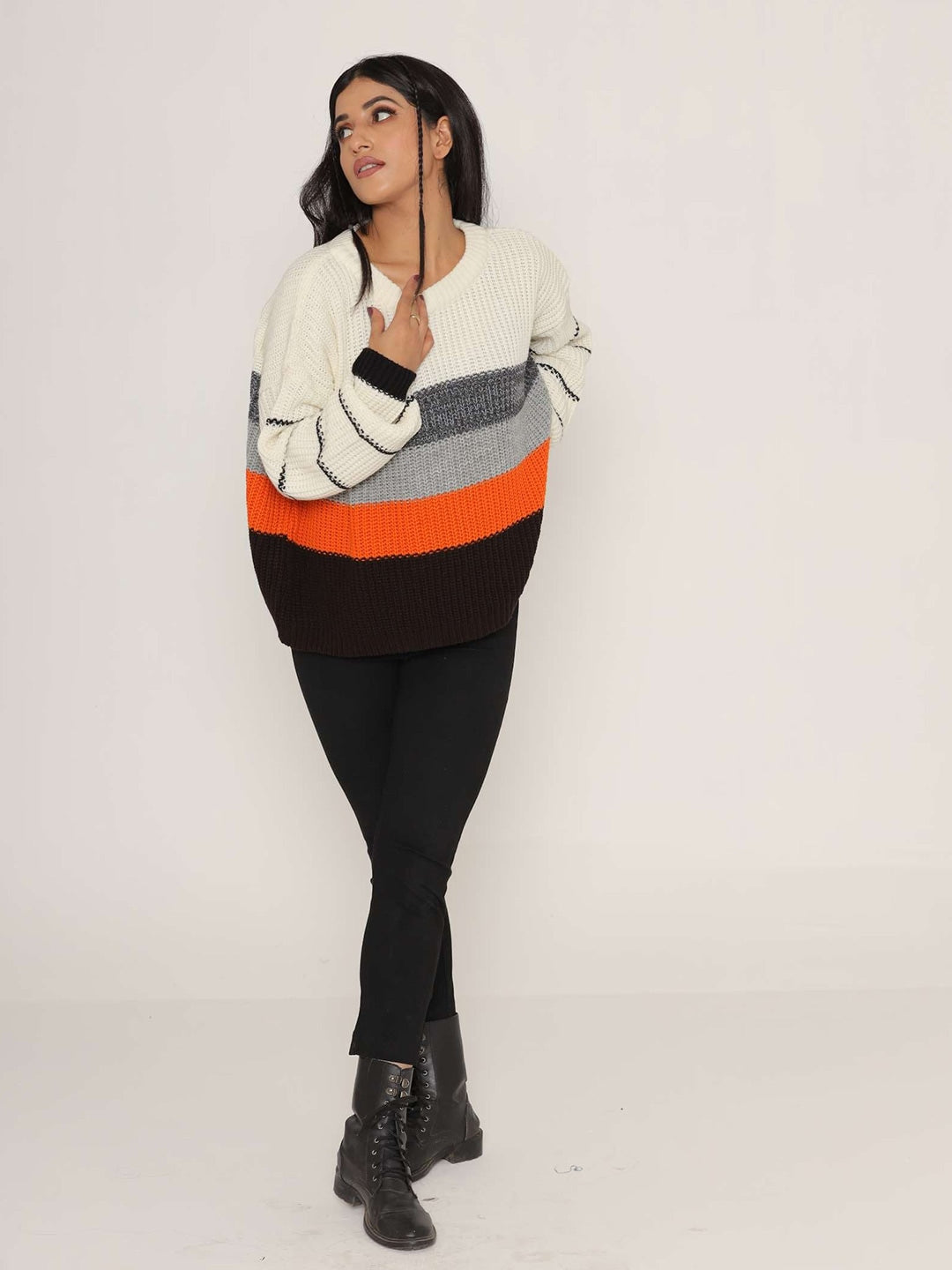 Balloon Sleeve Oversized Pullover for Women Chic Casual Knitwear