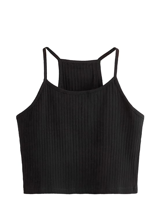 Girl's Cotton Solid Basic Slim Fit Cropped Top