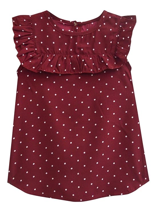 Girl's Cotton Regular Fit Polka Dot Round Neck Sleeveless Tops