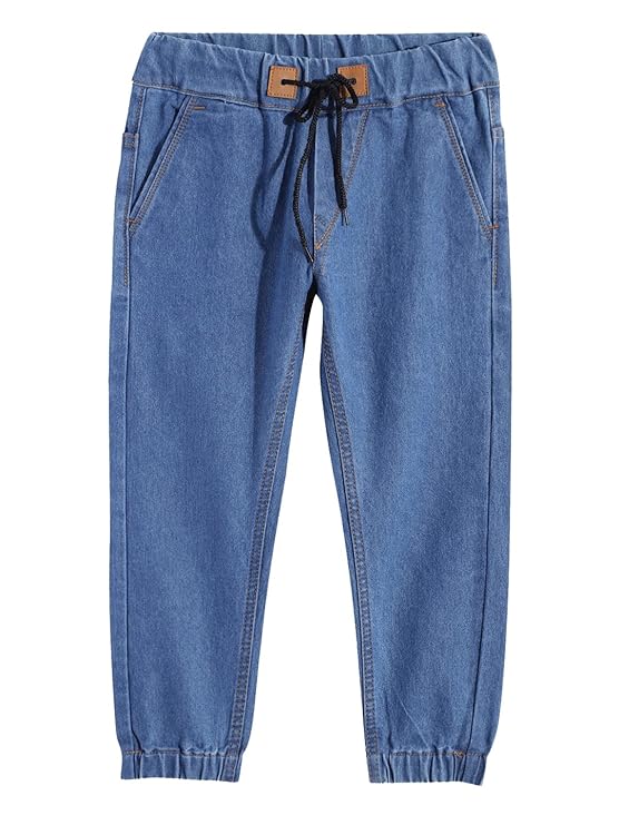 Boys Mid Rise Slim Fit Washed Denim Jogger Jeans