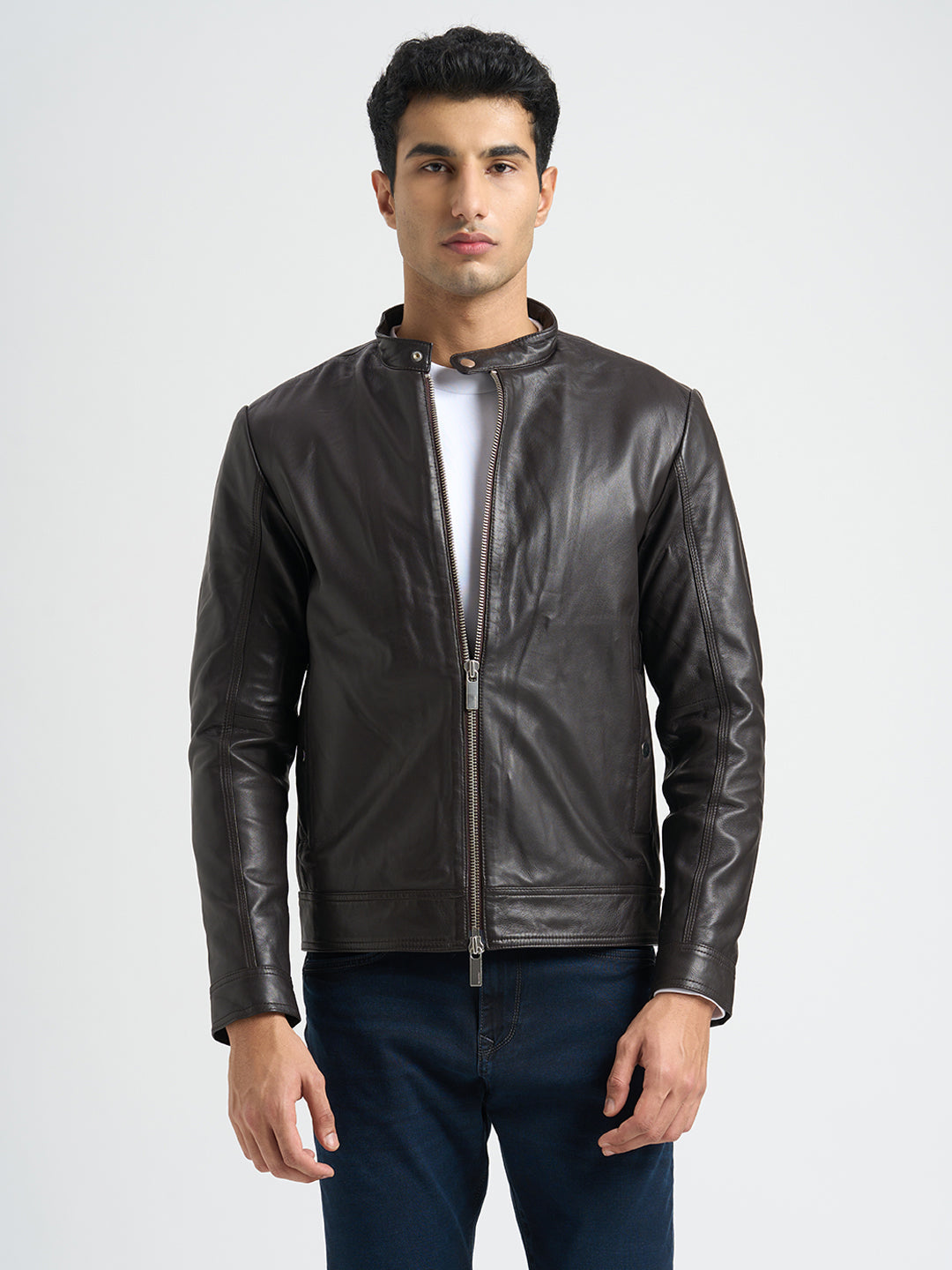 Two Way Zip Leather Jacket Premium Biker Style Outerwear