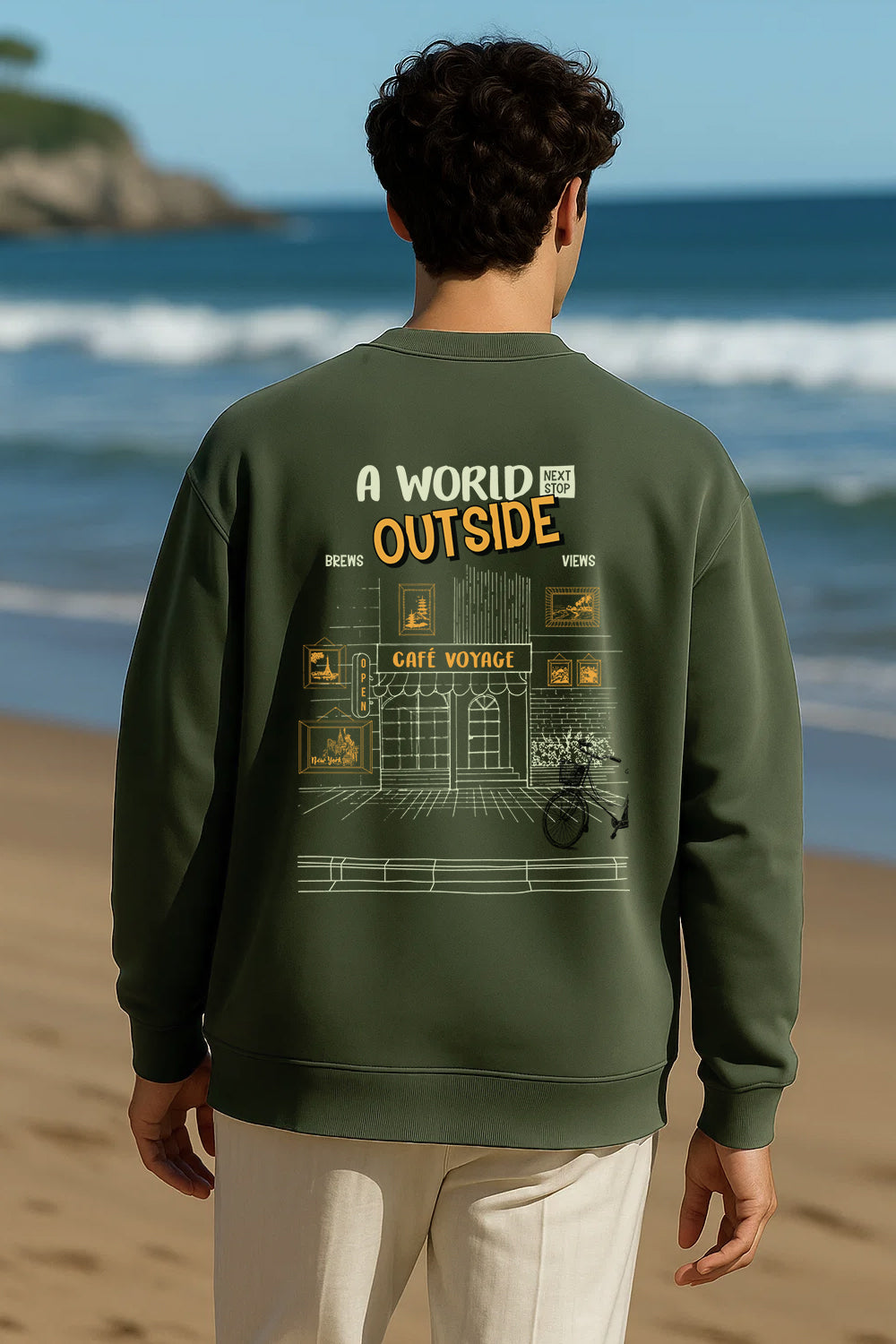 A World Outside Oversized Sweatshirt for Travel Spirit