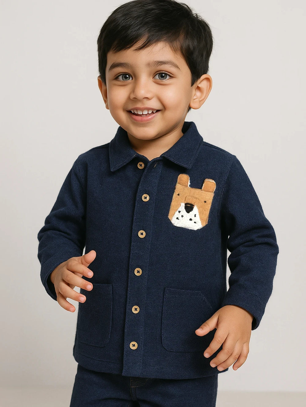 Embroidered Navy Shacket