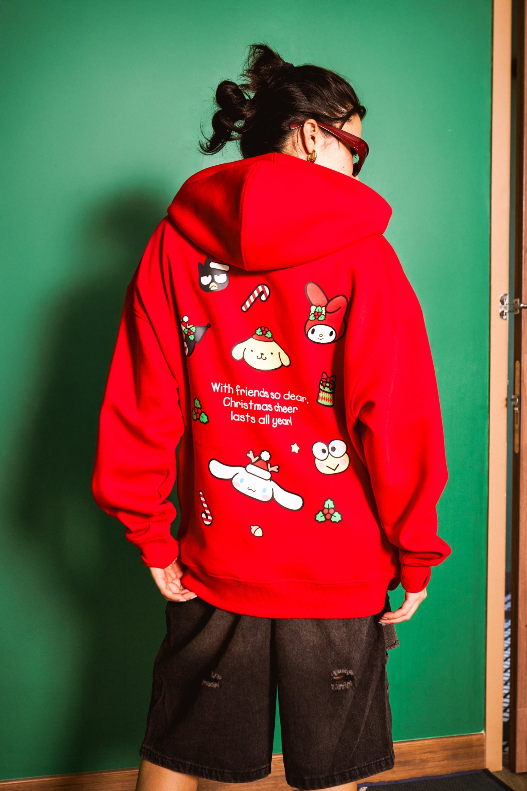 Red Hello Kitty & Friends Hoodie for Women Cute Cartoon Graphic Look
