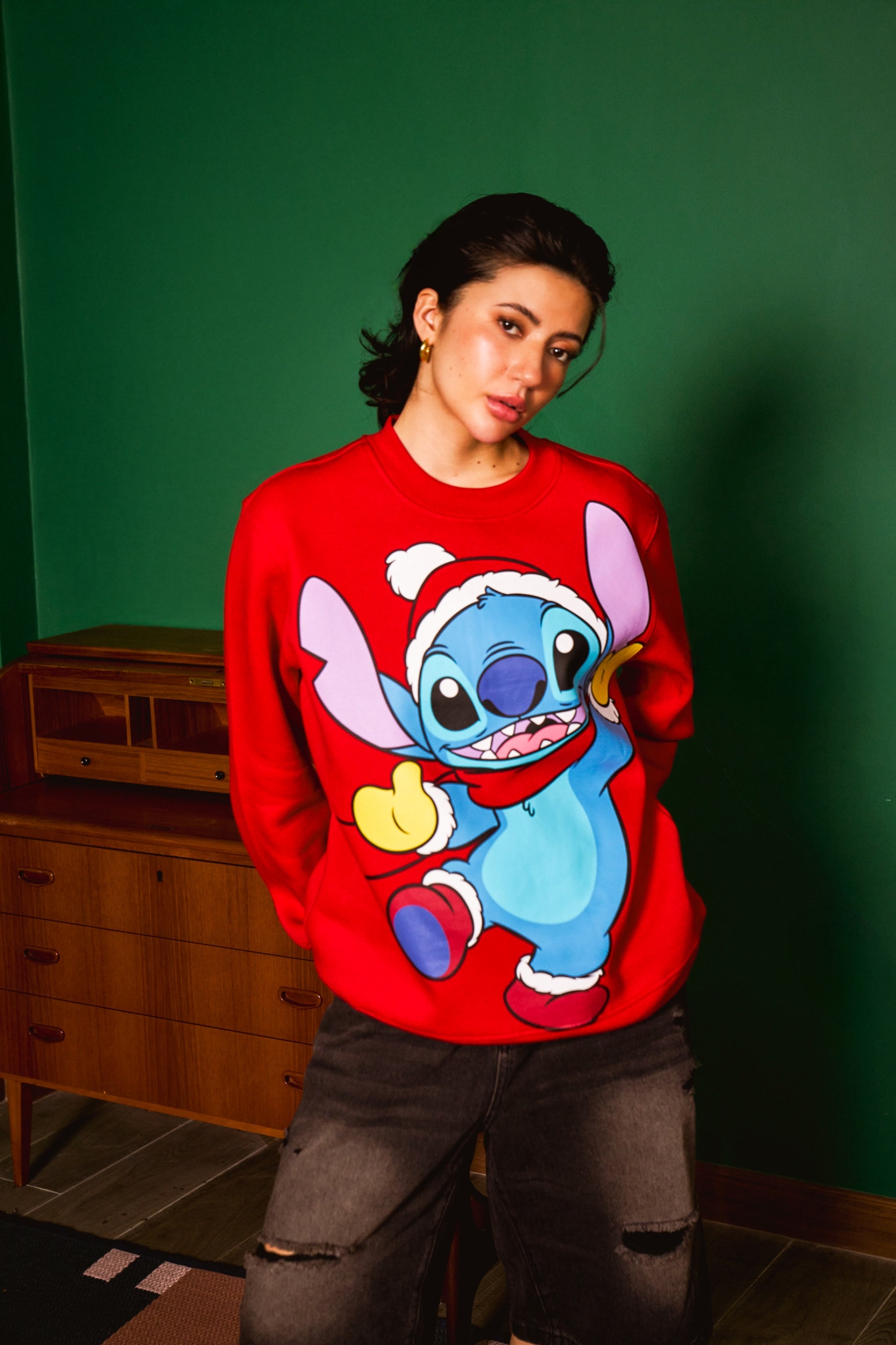 Xmas Stitch Sweatshirt for Women Cute Holiday Printed Sweatshirt