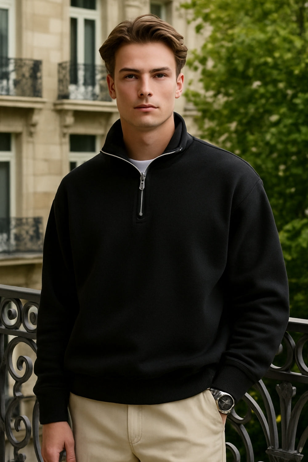 Mock Neck Sweatshirt for Modern Minimal Look