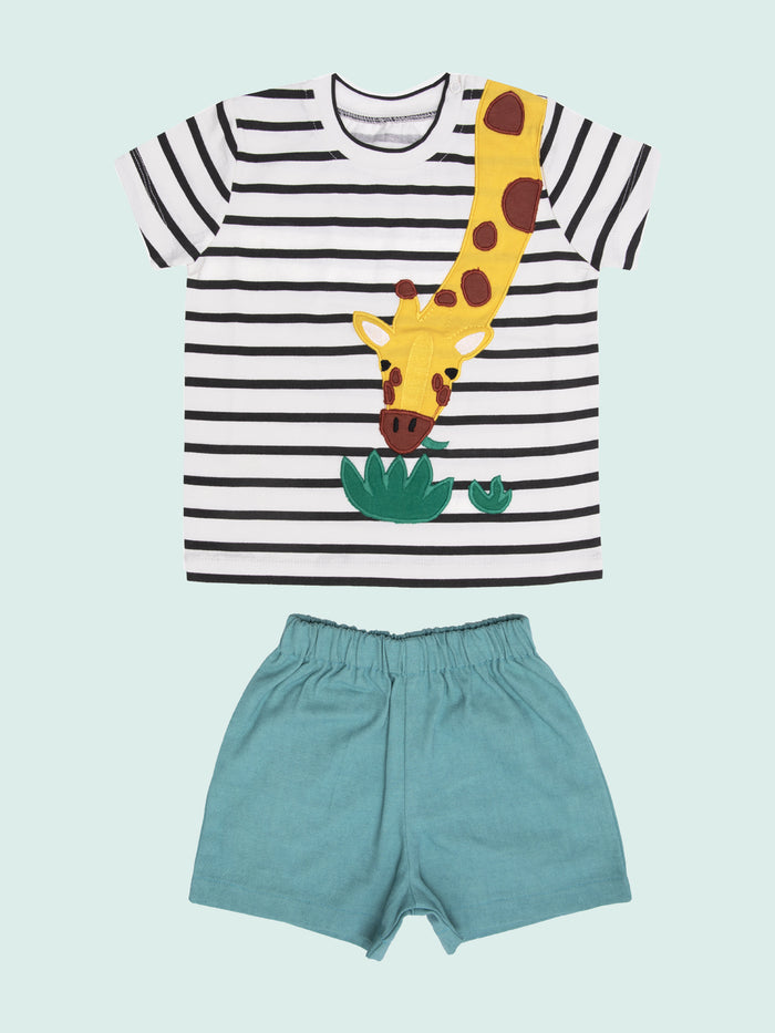 Boys Round Neck Half Sleeve T-Shirt & Shorts Set ? Summer Outfit