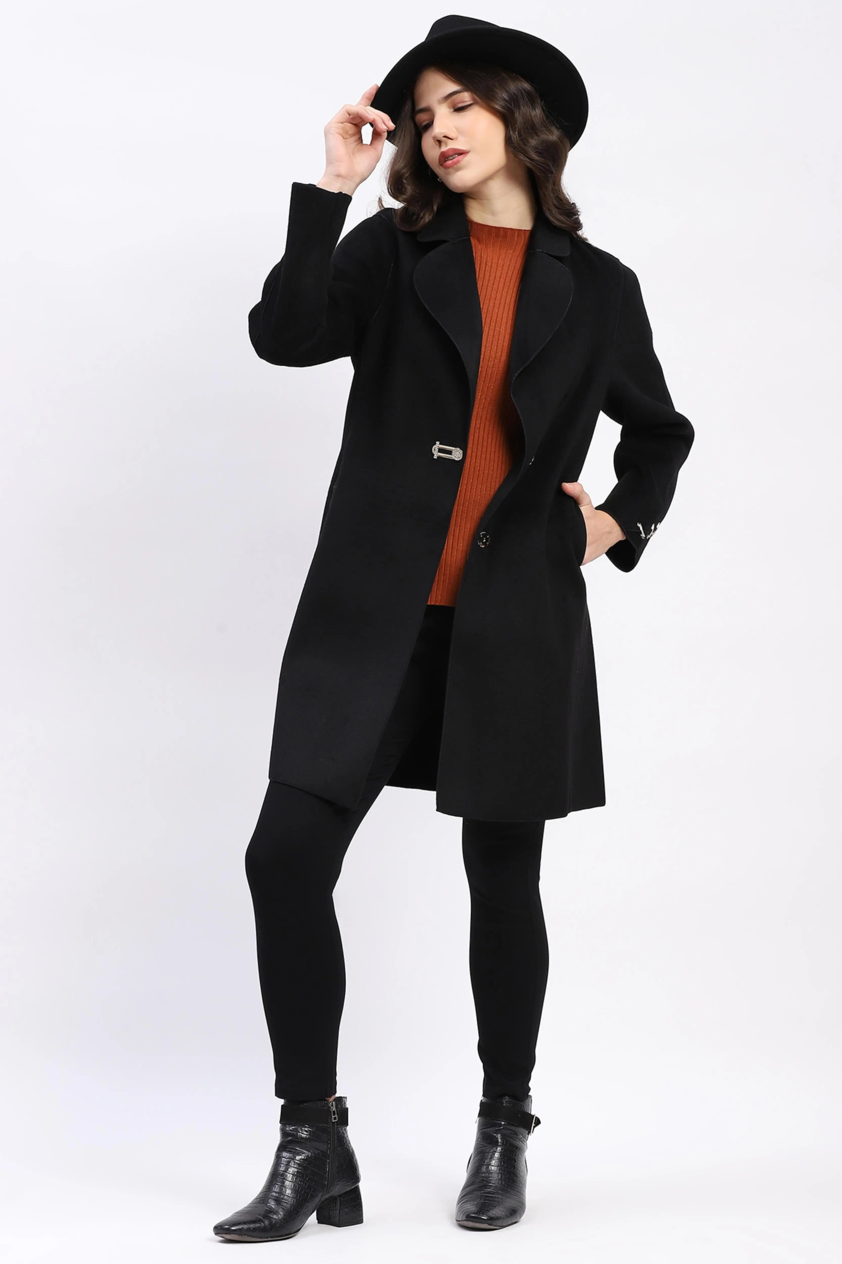 Winter Luxe Black Coat for Women Premium Stylish Outerwear