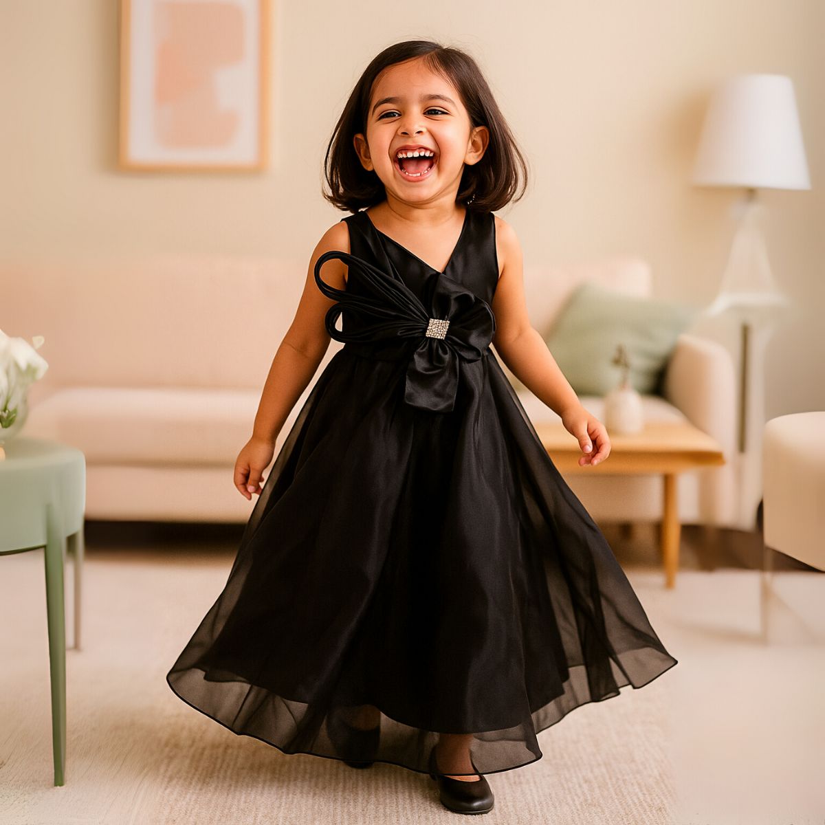 Black Flare Design Girls Gown