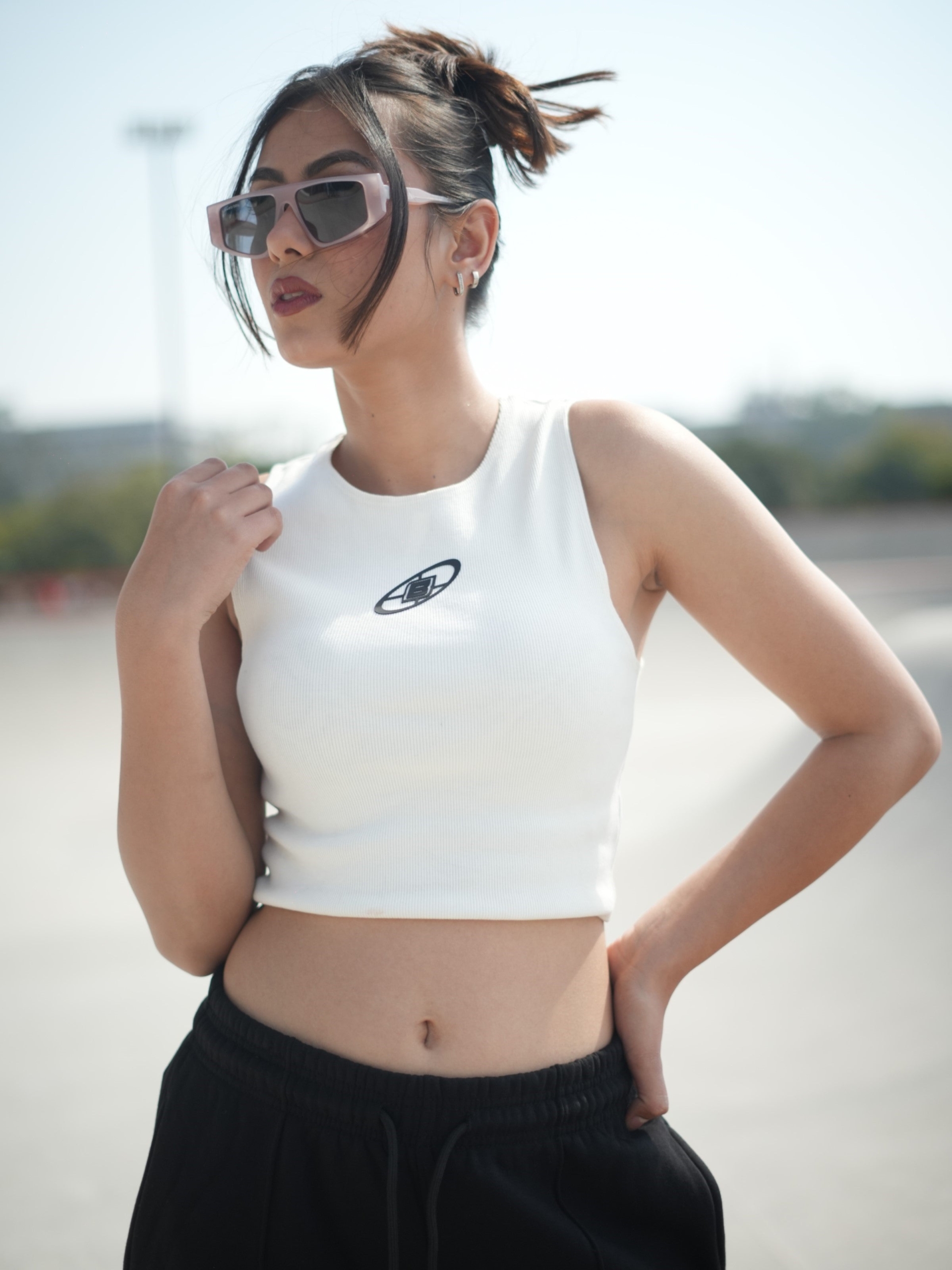 Womens Celestial Ribbed Racer Back Tank Top