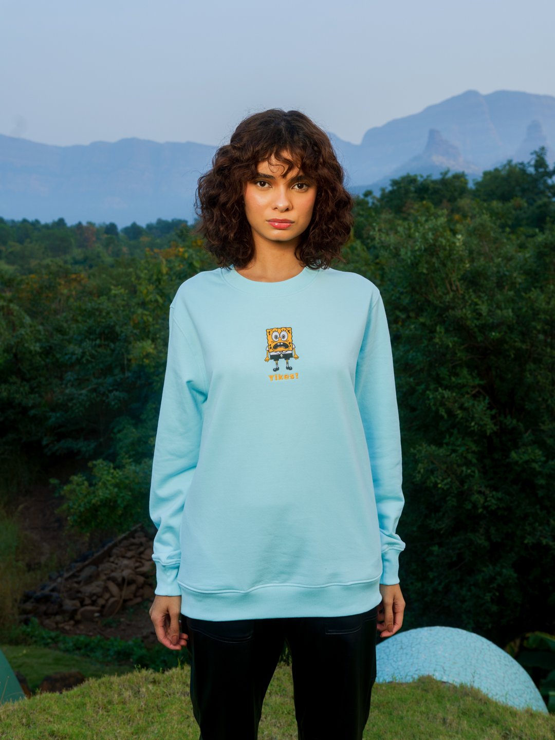 Aqua Shaken SpongeBob Oversized Sweatshirt for Women Funky Cartoon Style