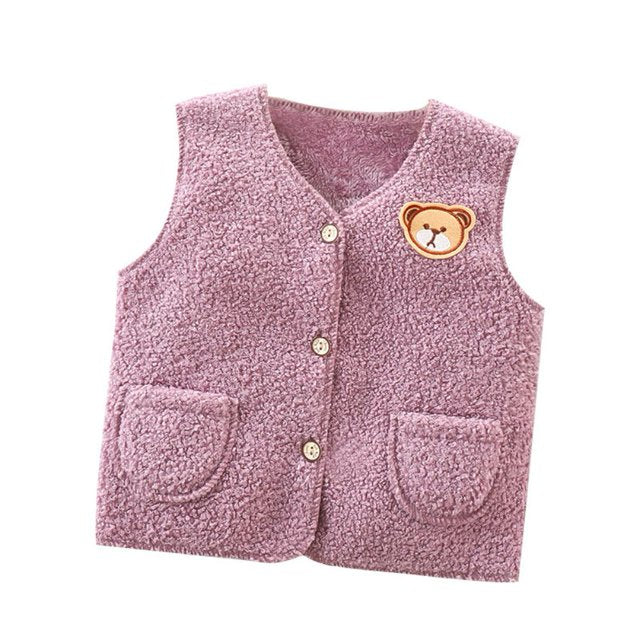 Lovely Pink Bear Girls Sleeveless Top