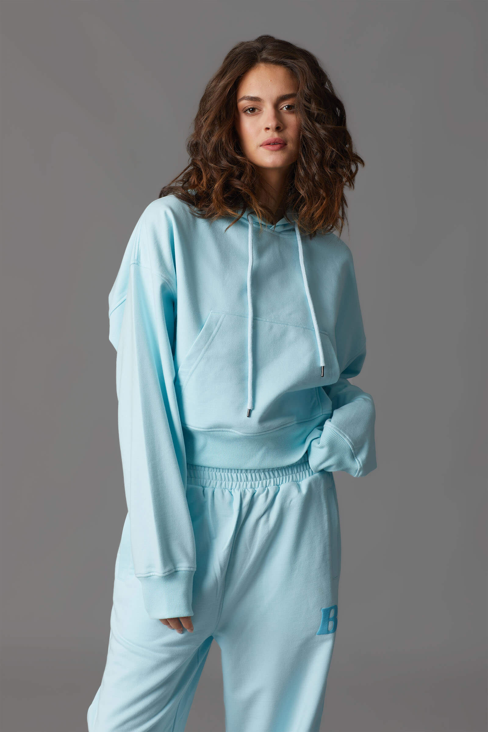 Blue Crop Hoodie for Women Stylish Cropped Streetwear Fit