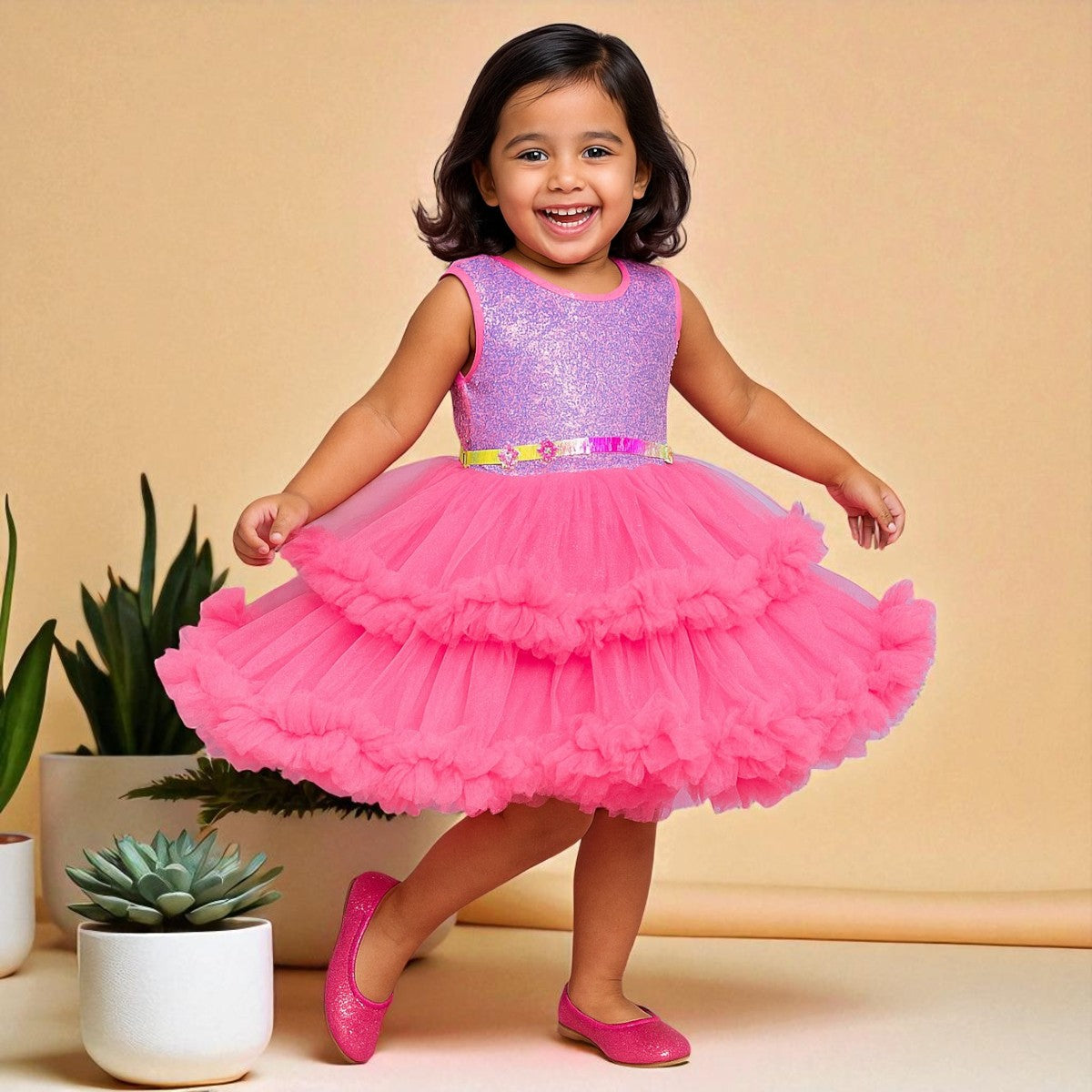 Tomato Frill Frock for Girls