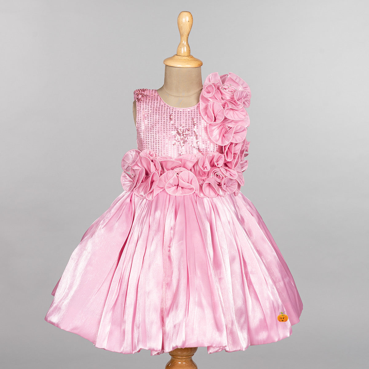 Pink Rama Frilly Floral Girls Frock