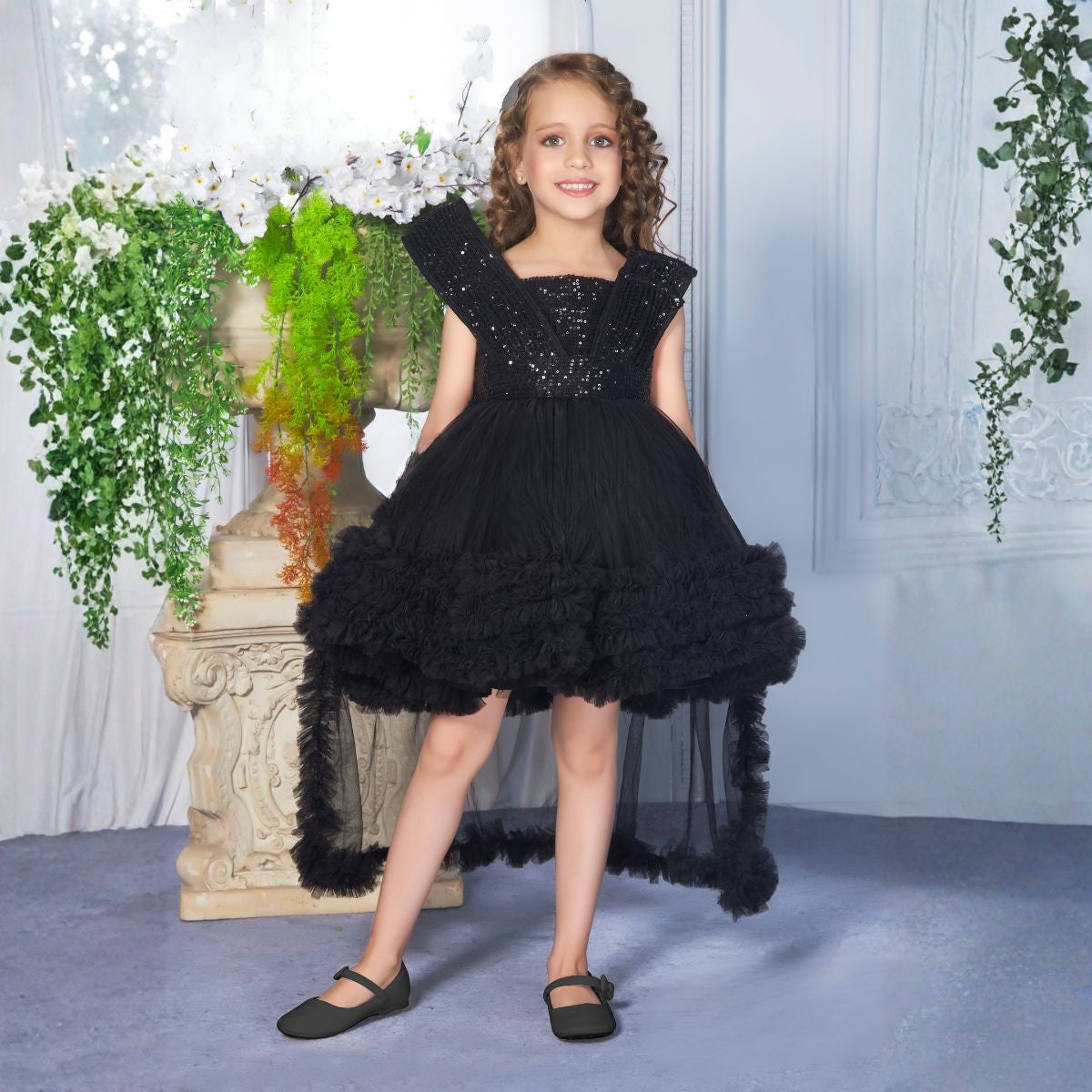 High Low Pattern Party Frock for Girls