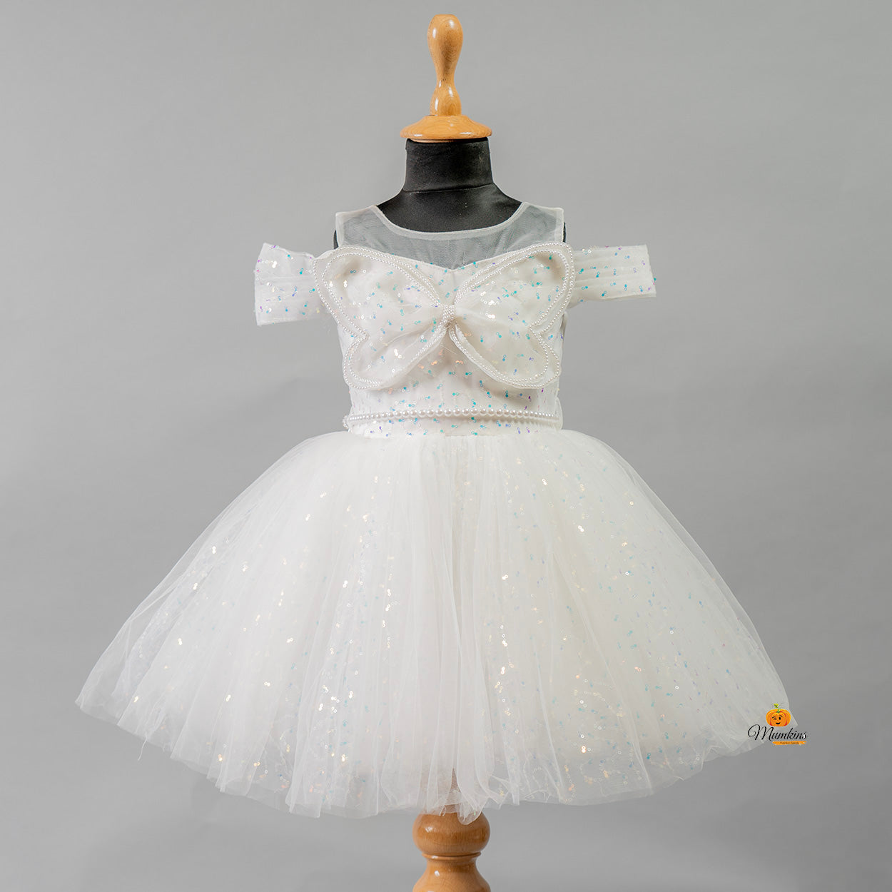 White Off Shoulder Frock for Girls