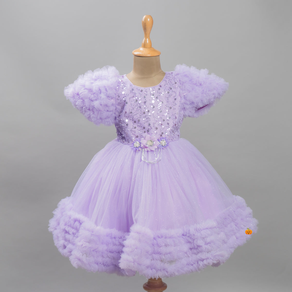 Purple Pink Frill Frock for Girls