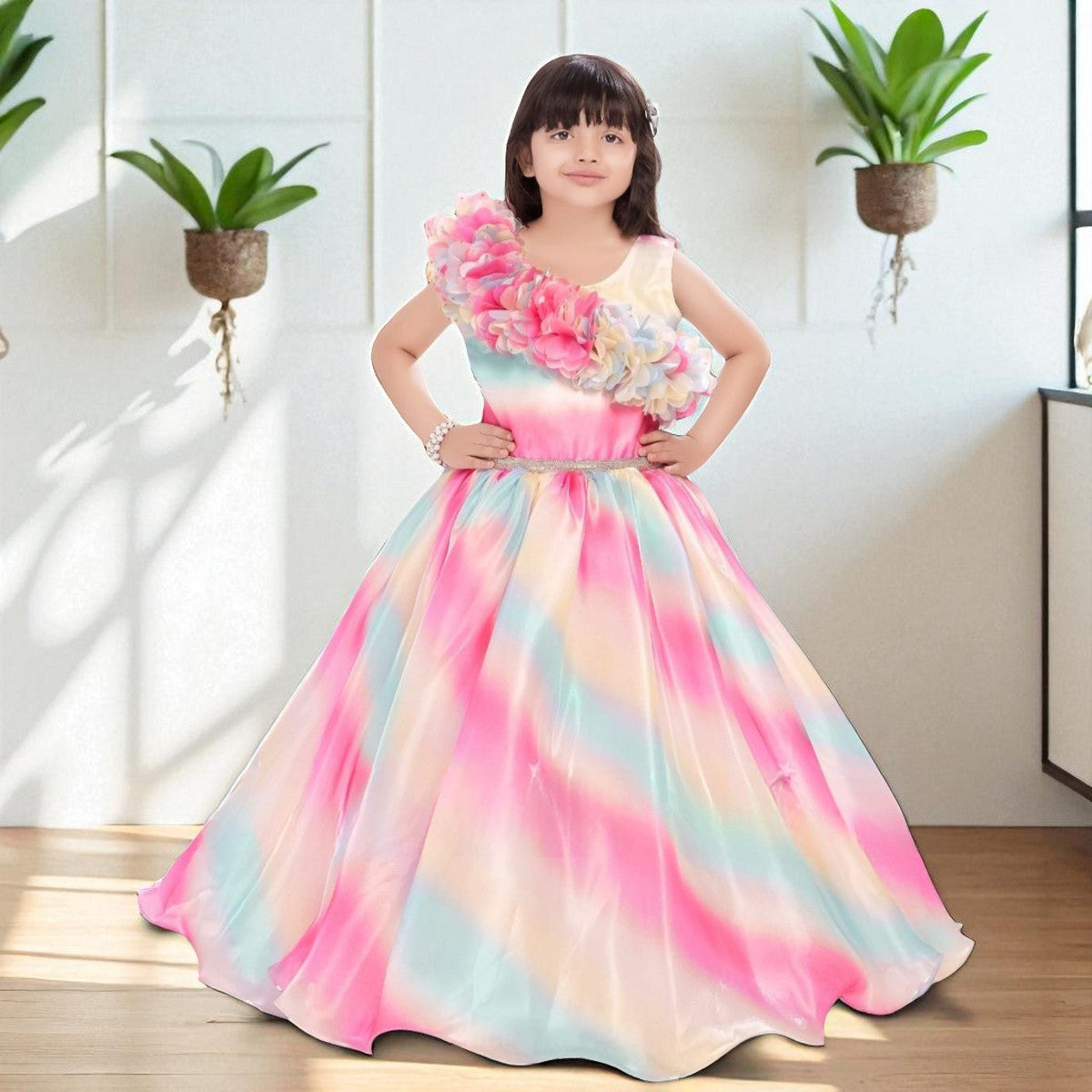 Multi Color Designer Gown for Girls