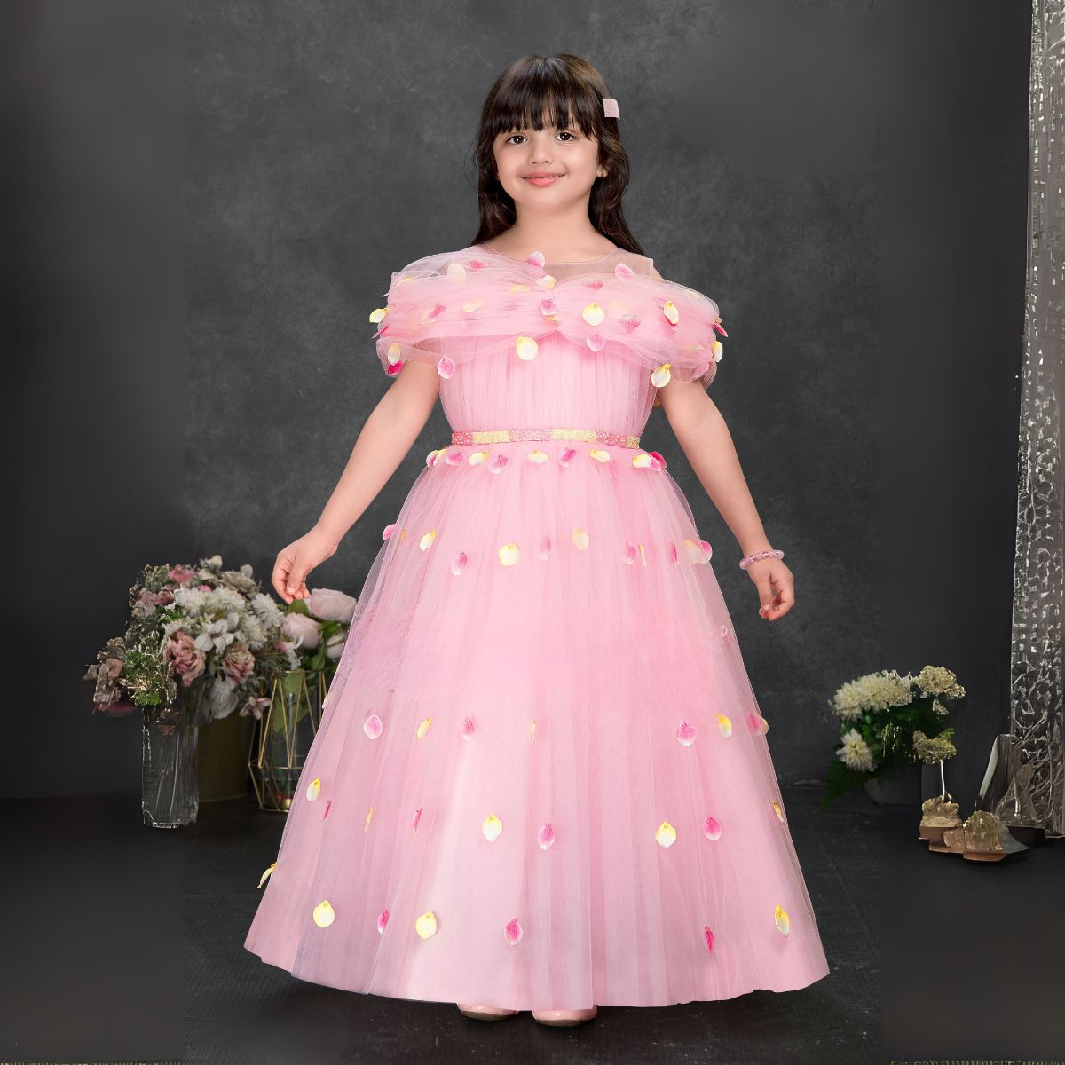 Pink Net Gown for Girls