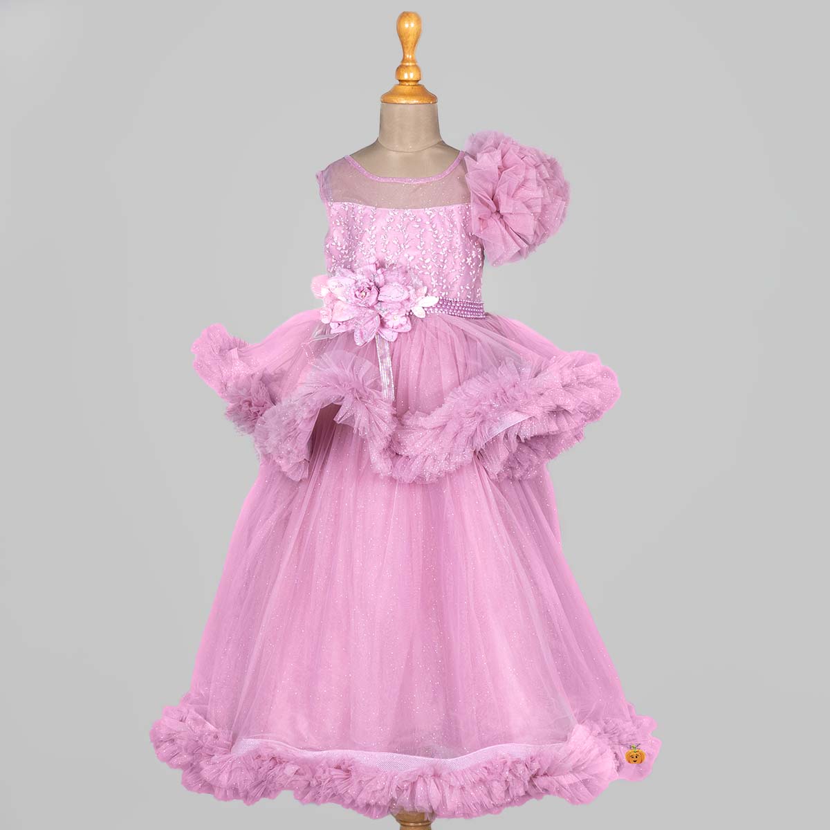 Onion Frill Sparkling Gown for Girls