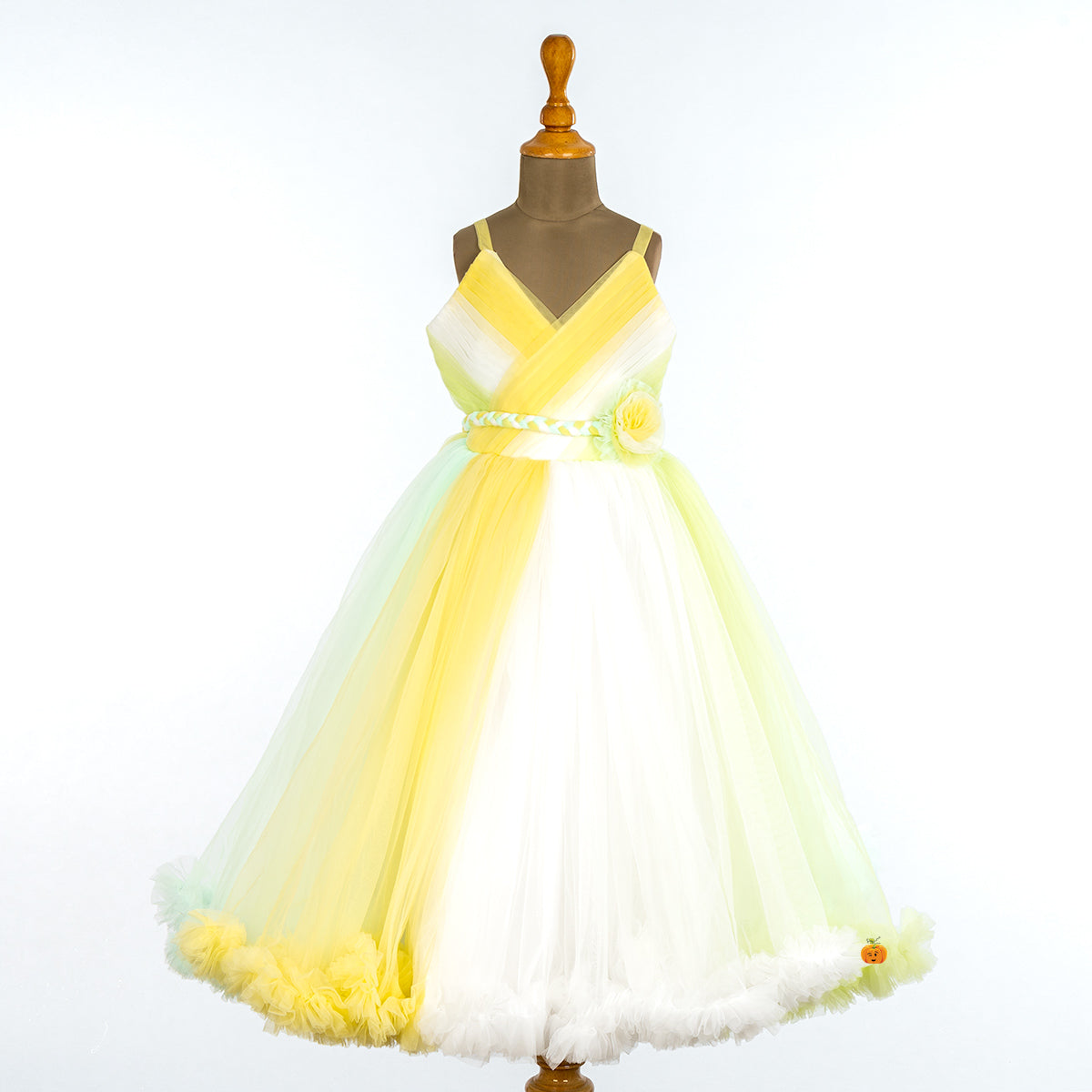Multi Yellow Sheded Gown for Girls