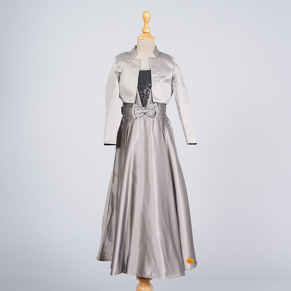 Grey Onion Sequin Long Girlish Gown