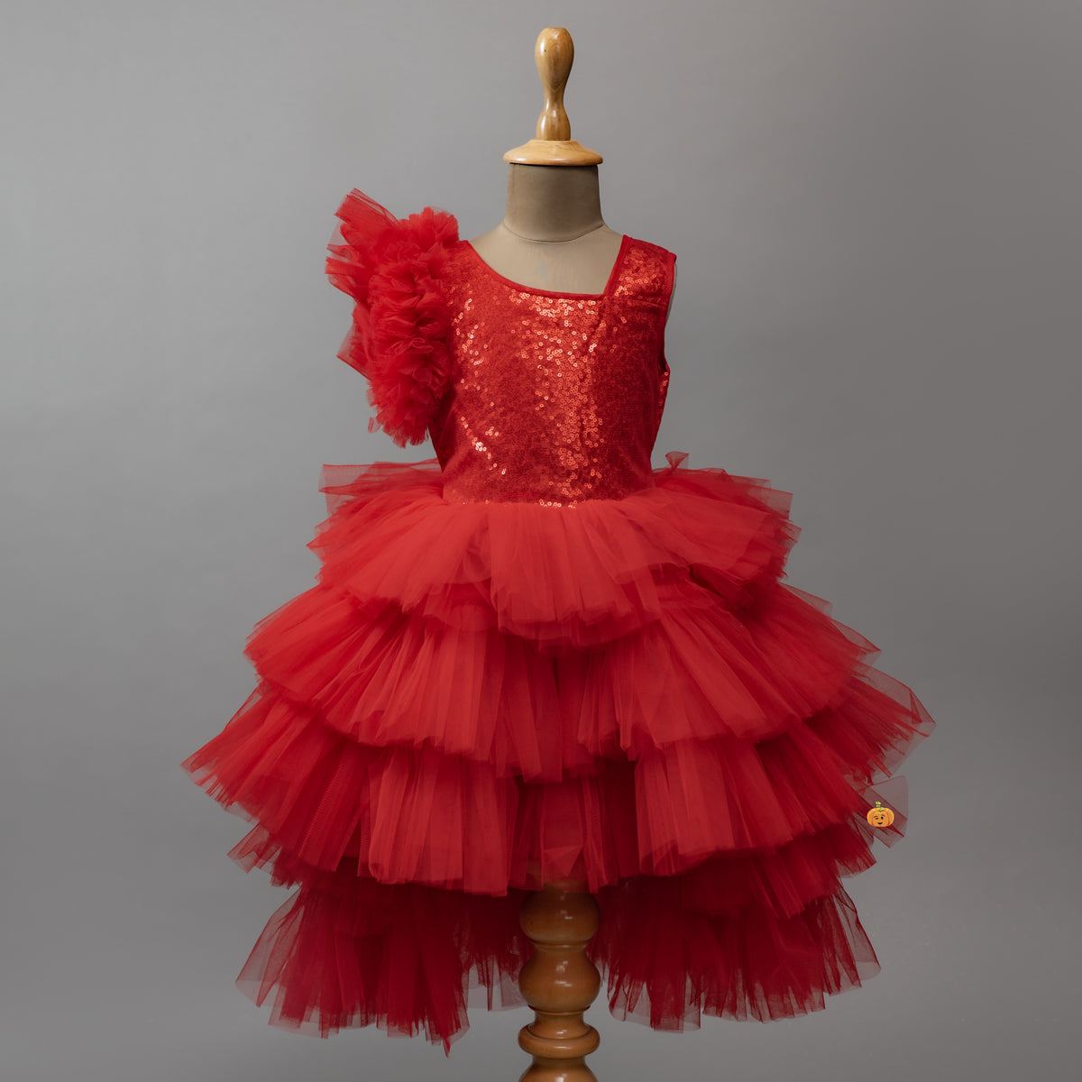 Red Layered Frock for Girls