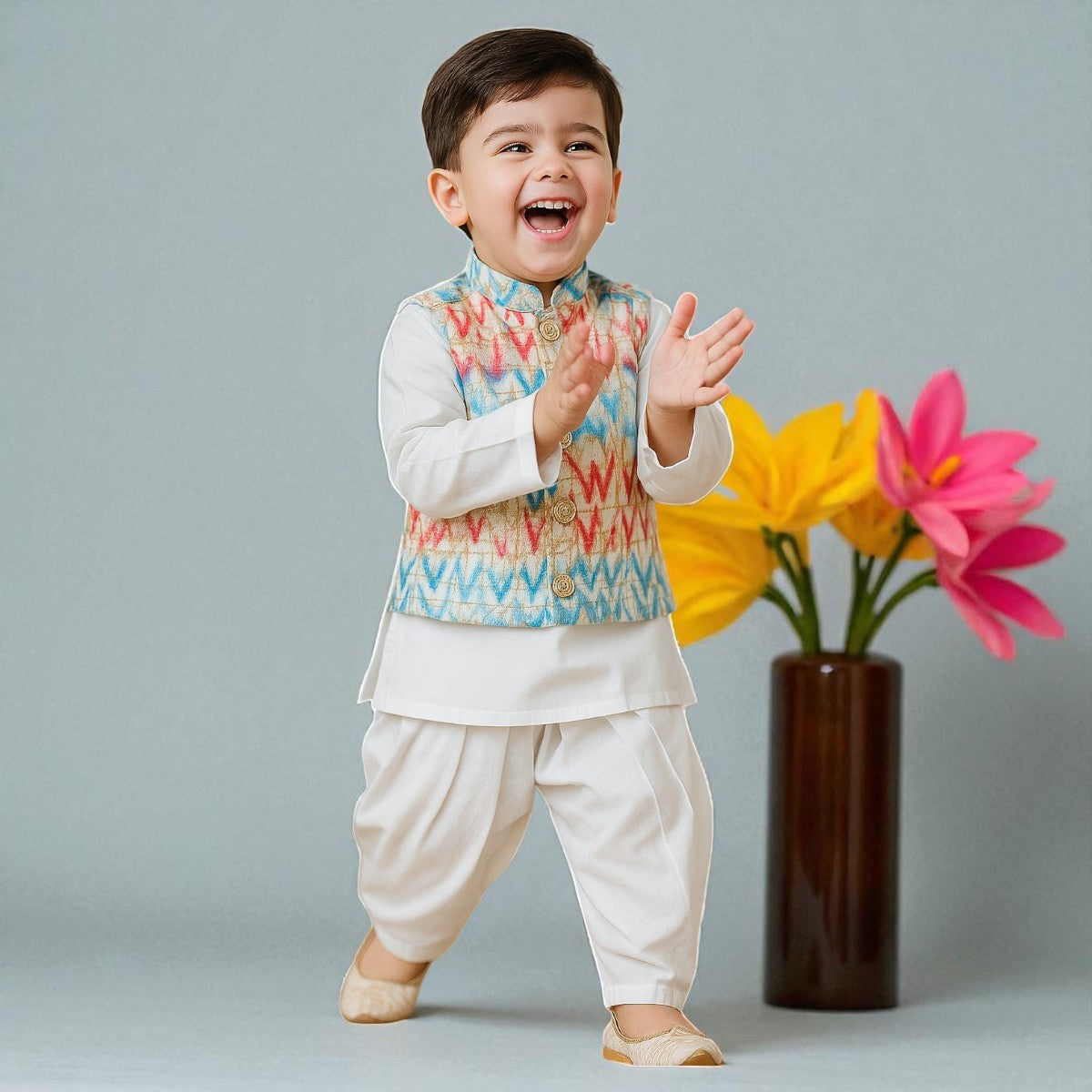 Boys Kurta Pajama with Nehru Jacket