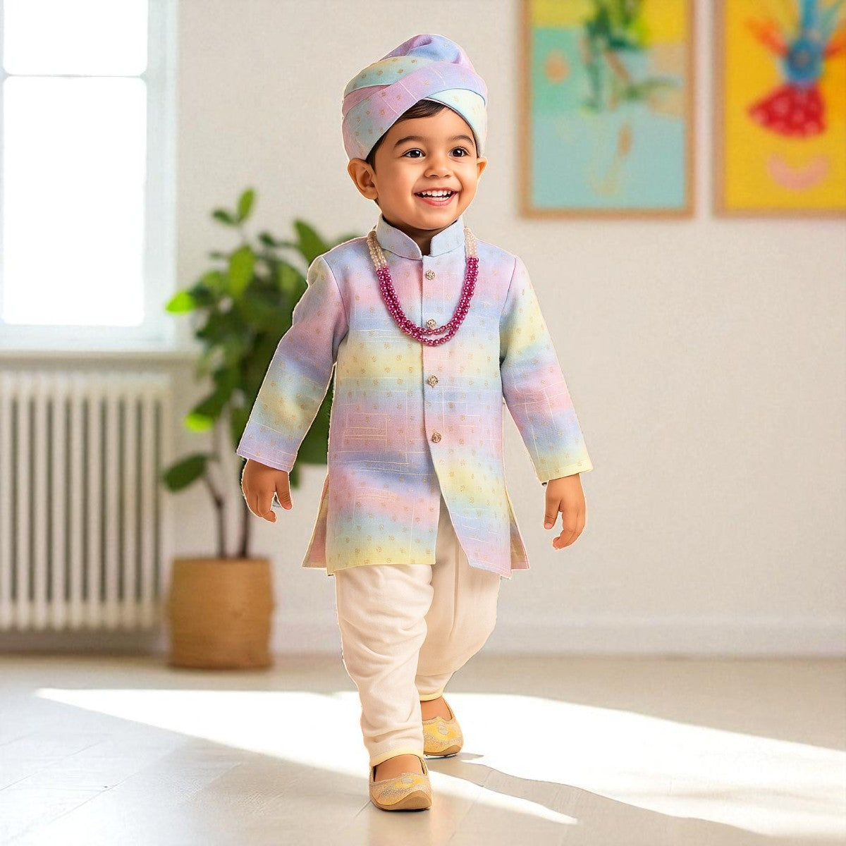 Multi Color Kurta Pajama with Turban