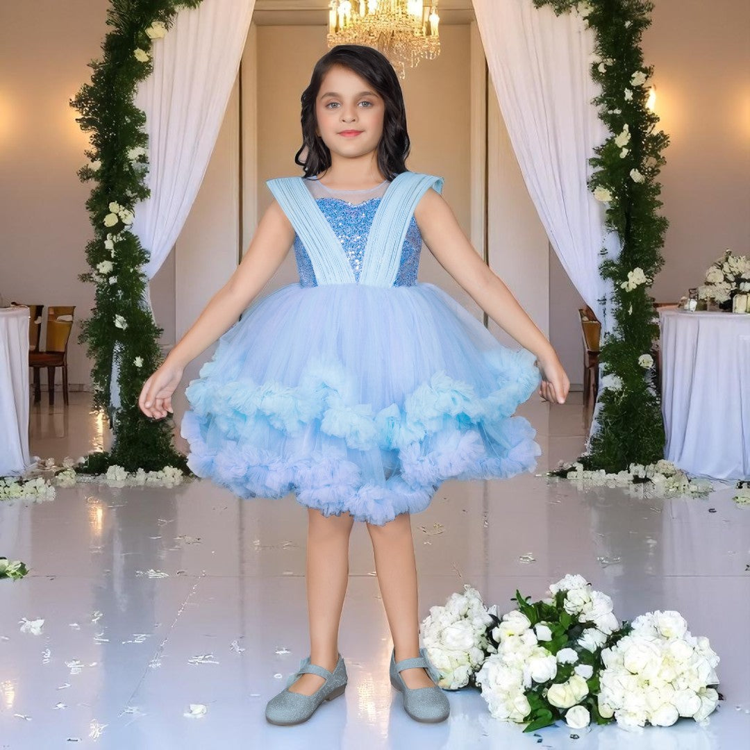 Blue Purple Layered Girls Frock
