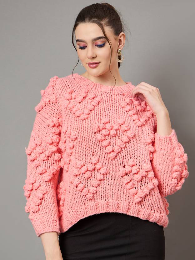 Blush Charm Wool Sweater for Women Cute Cozy Knitwear